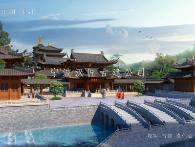 成都寺院重建规划设计方案鸟瞰图—积福禅寺